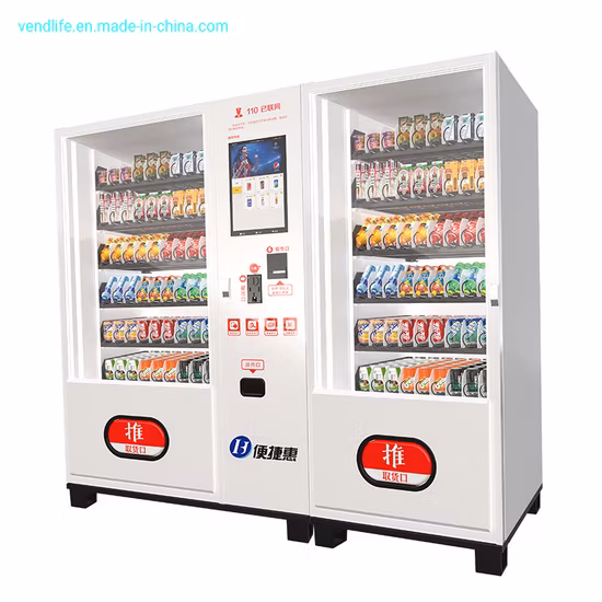 Máquina de venda automática inteligente 24 horas de autoatendimento com leite, lanches e bebidas