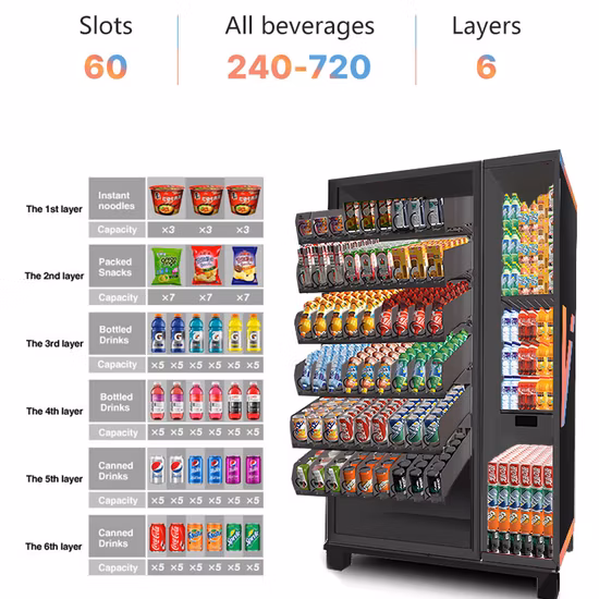 Máquina de venda automática combinada mais vendida para bebidas geladas